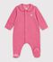 Pyjama b&eacute;b&eacute; en velours avec col uni rose