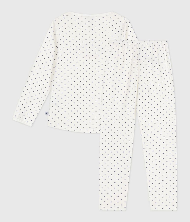 Pyjama enfant en coton imprim&eacute; pois bleu MARSHMALLOW/ SOIR