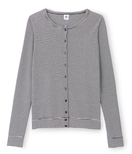 Cardigan femme bleu SMOKING/blanc MARSHMALLOW
