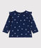 Blouse bébé manches longues en coton, imprimeé fleurie bleu MEDIEVAL/blanc MULTICO