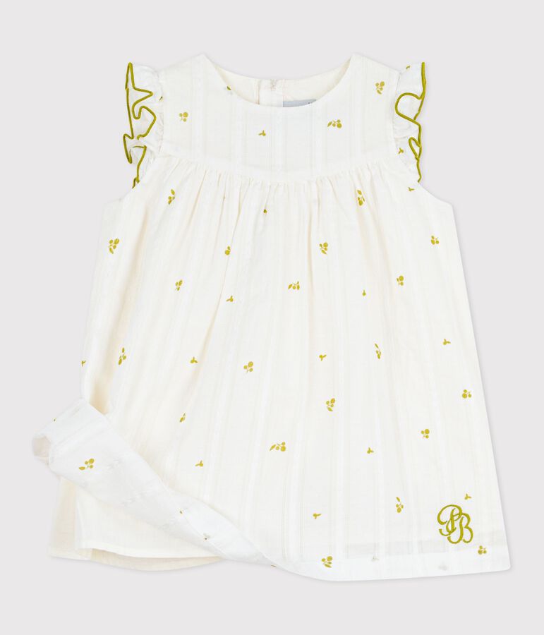 Robe b&eacute;b&eacute; en coton sans manches imprim&eacute;e fleurs vert/vert
