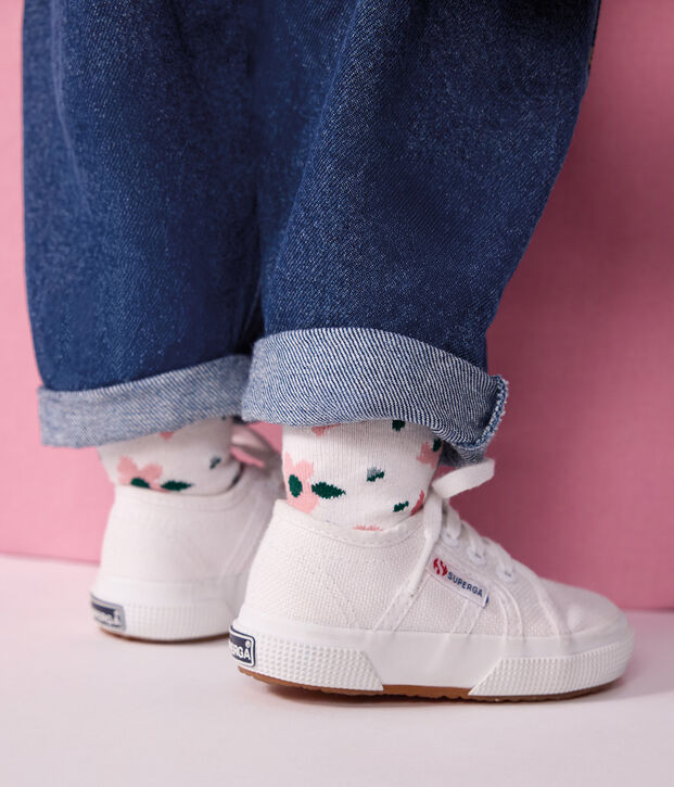 2 paires de chaussettes b&eacute;b&eacute; en coton &agrave; rayures et imprim&eacute; fleurs multicouleur