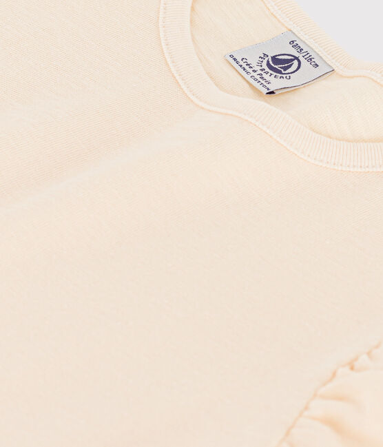 Tee-shirt manches courtes en coton enfant fille écru AVALANCHE