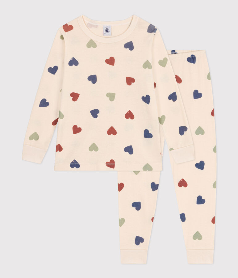 Pyjama imprim&eacute; en coton motif c&oelig;ur enfant blanc AVALANCHE/ MULTICO