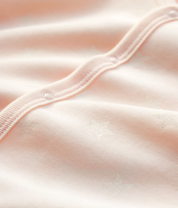 Dors-bien b&eacute;b&eacute; en velours. rose/blanc