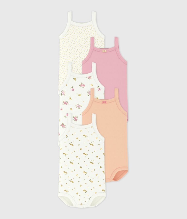 Lot de bodies bretelles en coton fleuri b&eacute;b&eacute; variante 1