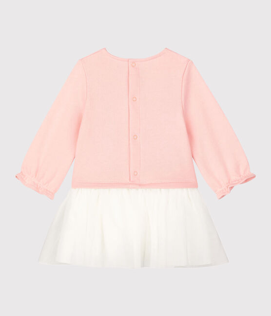 Robe en molleton bébé. rose MINOIS/blanc MARSHMALLOW