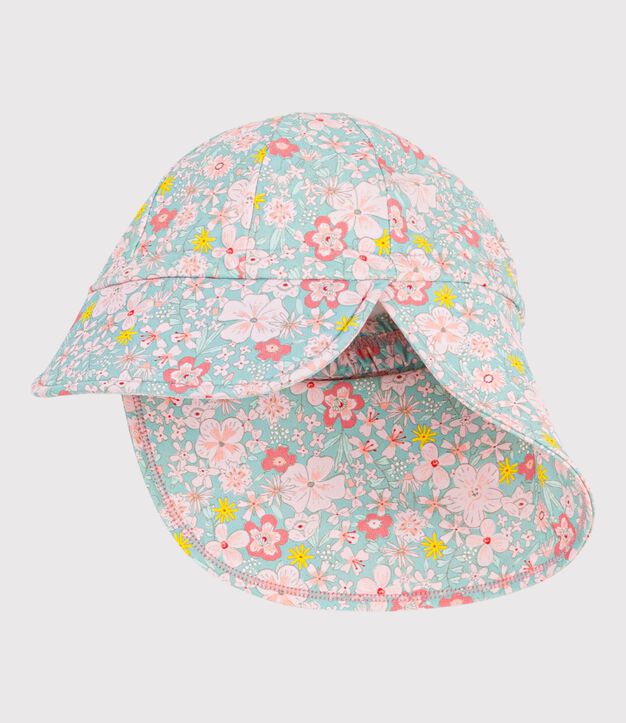 Casquette Anti-UV  b&eacute;b&eacute; imprim&eacute; fleurs bleu/multicouleur