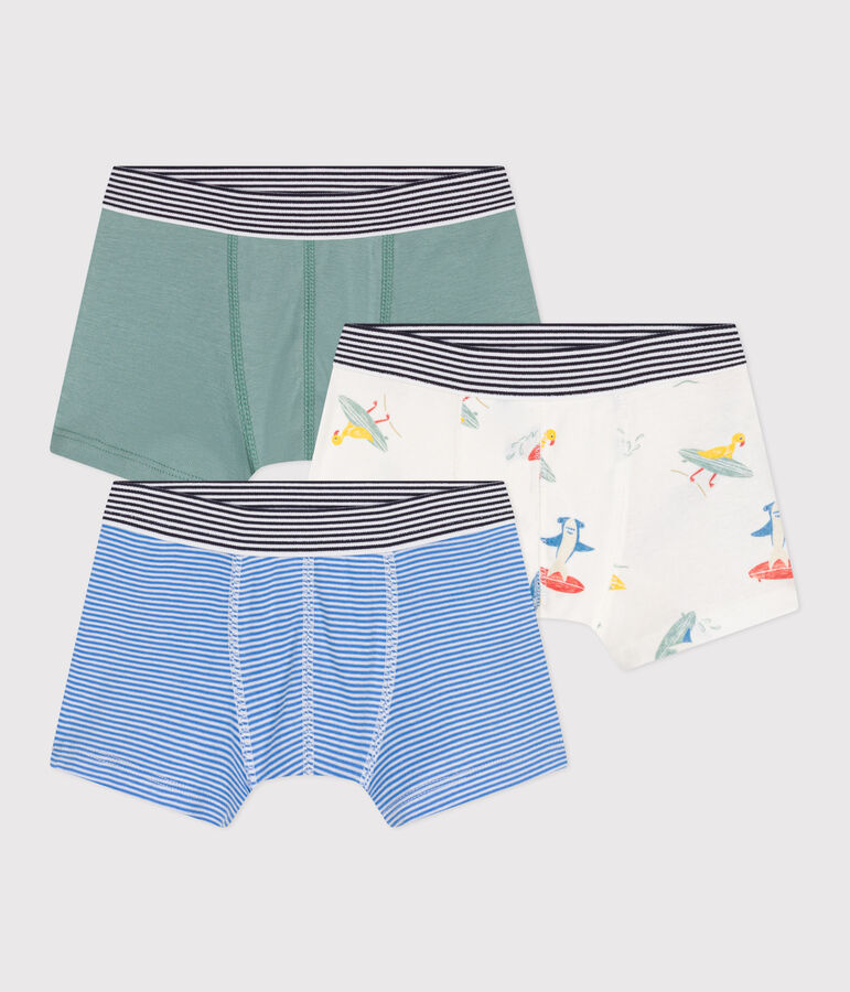 Lot de 3 boxers enfant en coton imprim&eacute; surfeurs variante 1