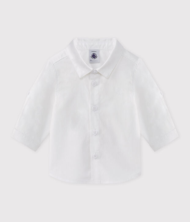Chemise b&eacute;b&eacute; gar&ccedil;on manches retroussables blanc