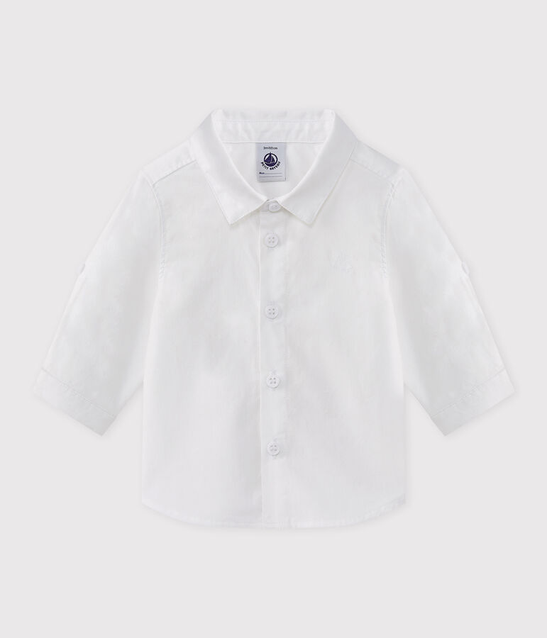 Chemise b&eacute;b&eacute; gar&ccedil;on manches retroussables blanc