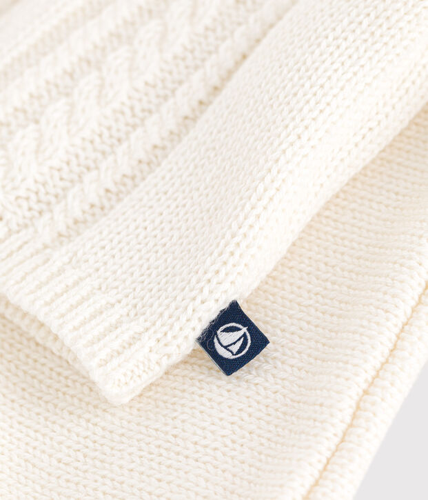 Cardigan en laine et coton b&eacute;b&eacute; blanc