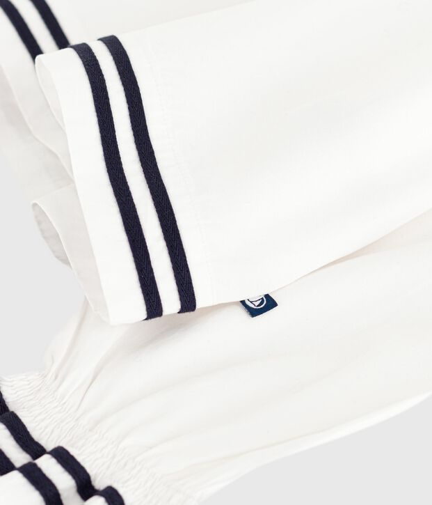 Blouse enfant en popeline de coton manches longues unie blanc