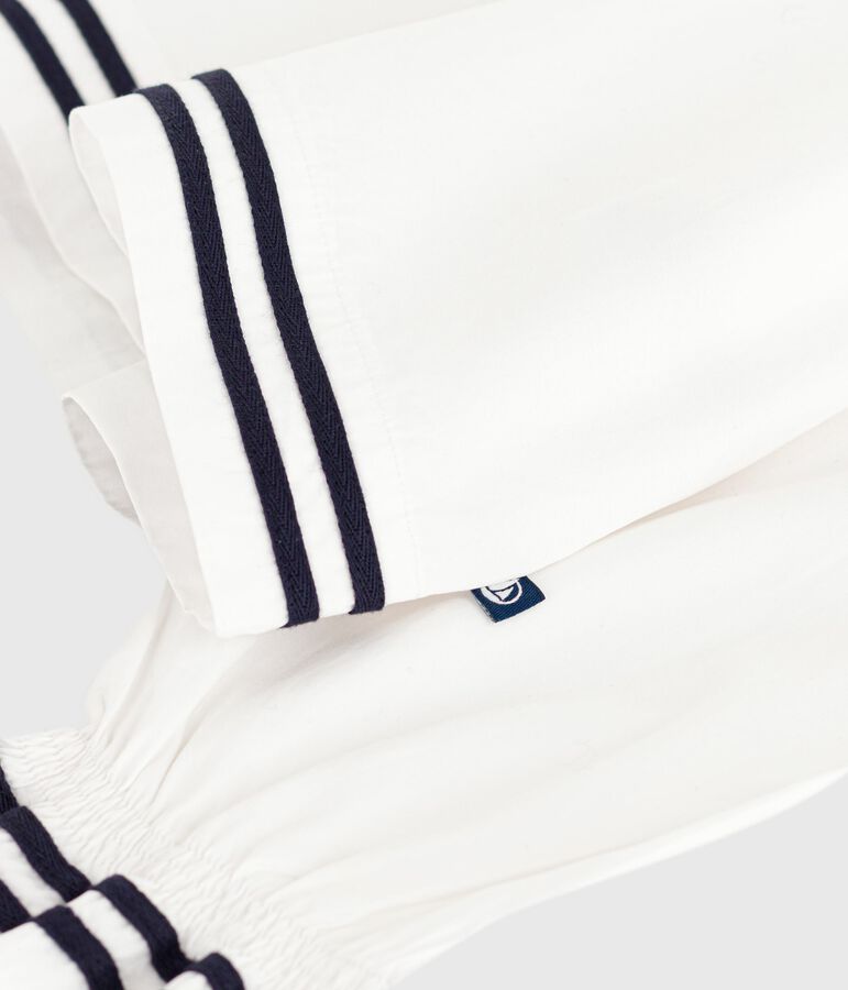 Blouse enfant en popeline de coton manches longues unie blanc ECUME
