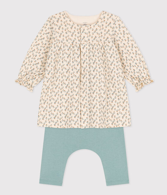 Robe en tubique et legging bébé blanc AVALANCHE/ MULTICO