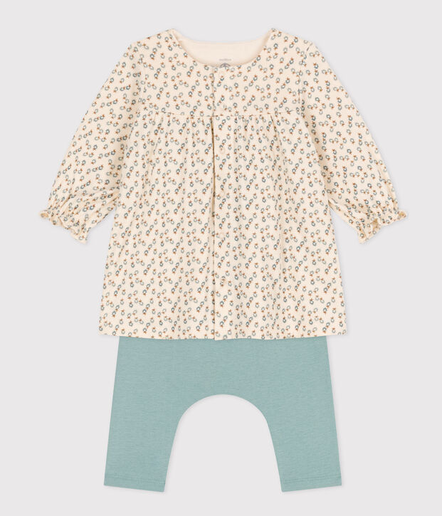 Robe en tubique et legging b&eacute;b&eacute; &eacute;cru/multicouleur