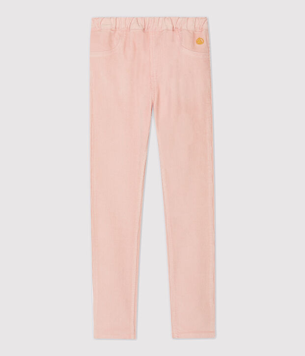 Pantalon slim en velours enfant fille rose