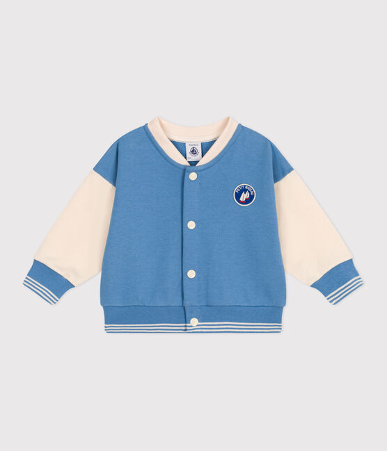 Veste teddy bébé en coton colorblock bleu ALASKA/ AVALANCHE