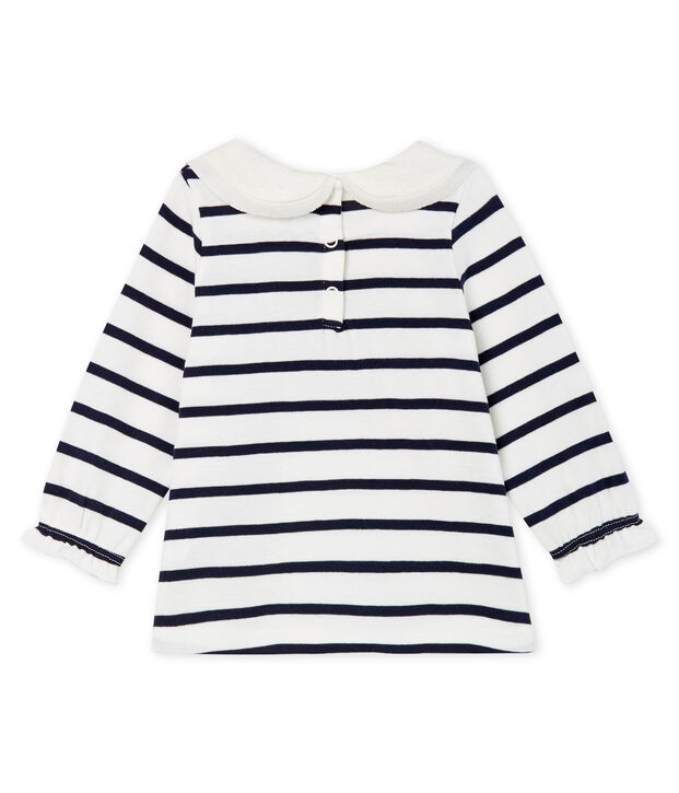 Blouse manches longues b&eacute;b&eacute; fille rayure marini&egrave;re blanc/bleu