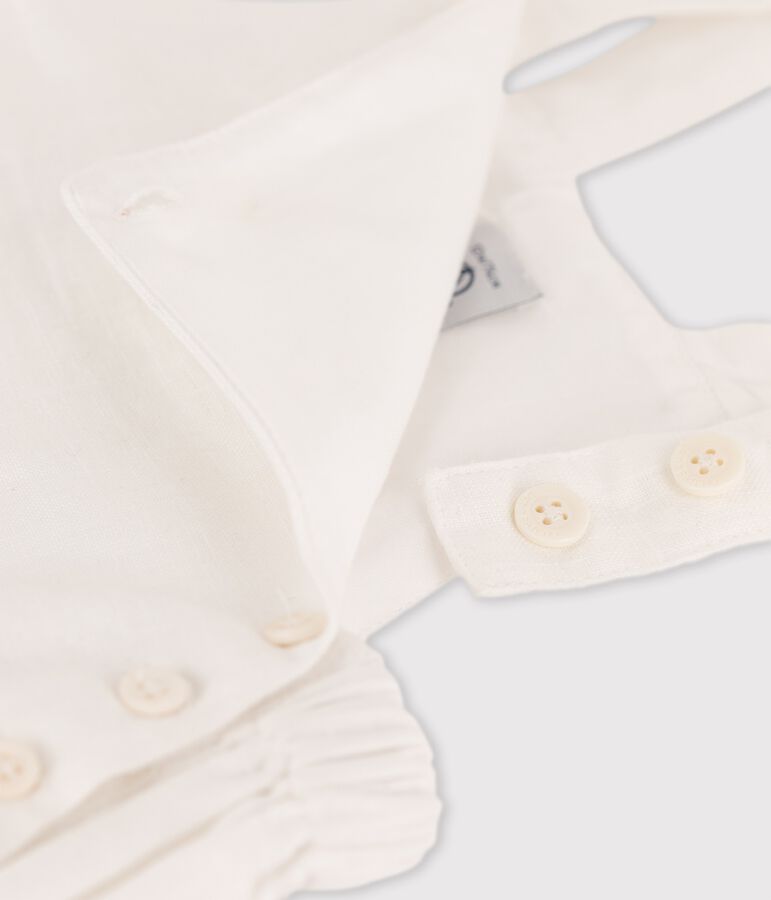 Salopette courte b&eacute;b&eacute; en lin blanc ECUME