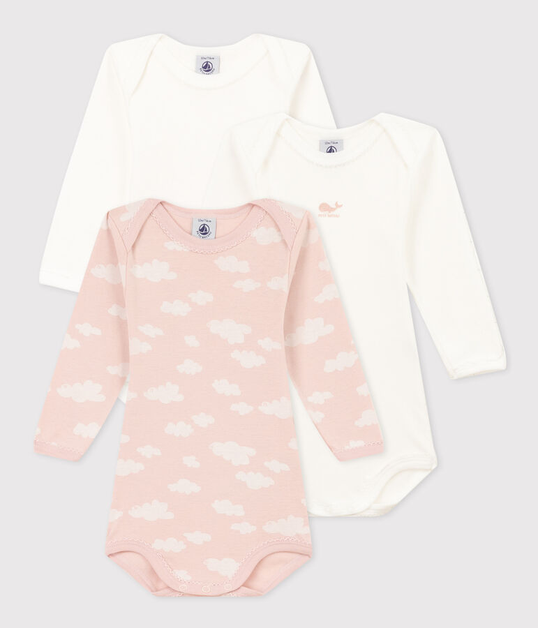 Lot de 3 bodies manches longues nuages b&eacute;b&eacute; en coton multicouleur