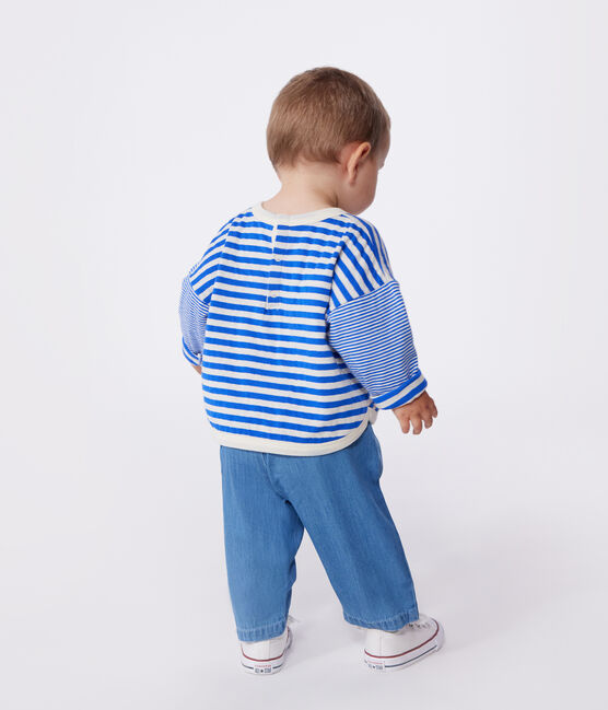 T-shirt bébé en coton à manches longues rayé PERSE/ AVALANCHE
