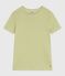 Tee-shirt femme en coton manches courtes à rayures vert MOSS/ MARSHMALLOW