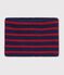 Snood enfant en tricot &agrave; rayures doubl&eacute; polaire bleu/rouge