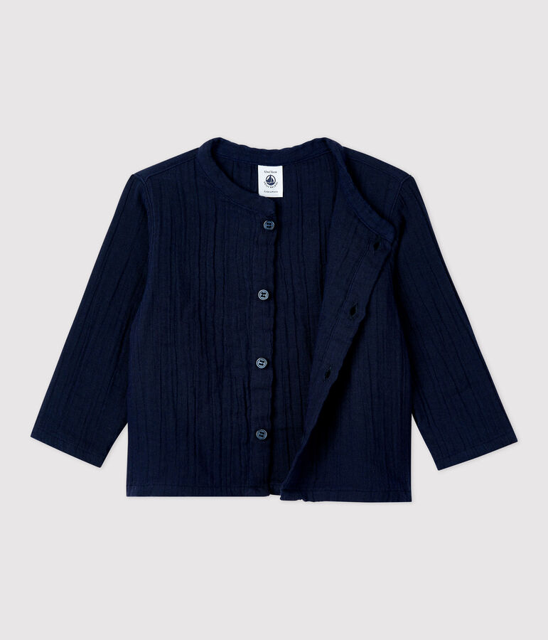 Chemise en gaze de coton bio b&eacute;b&eacute; bleu SMOKING