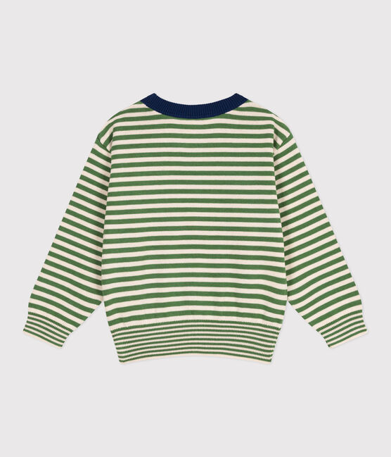 Pull enfant en coton à rayures vert PALMERAIE/ AVALANCHE