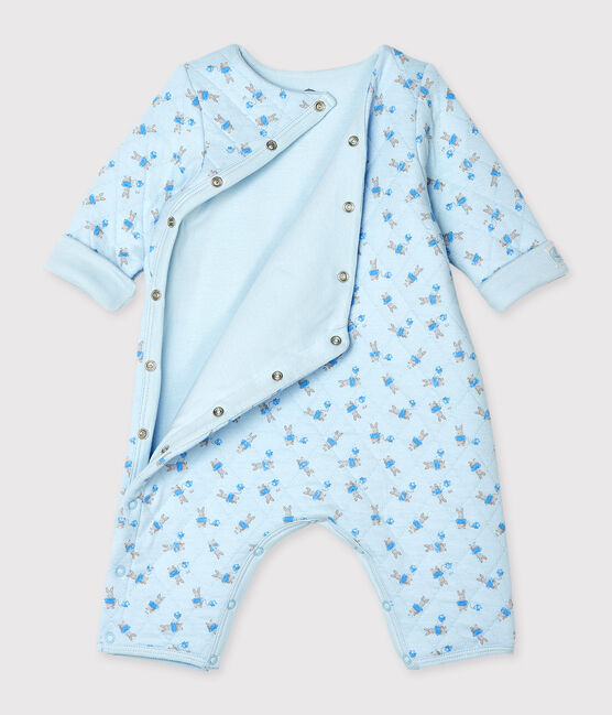 Combinaison longue bébé mixte en tubique bleu FRAICHEUR/blanc MULTICO