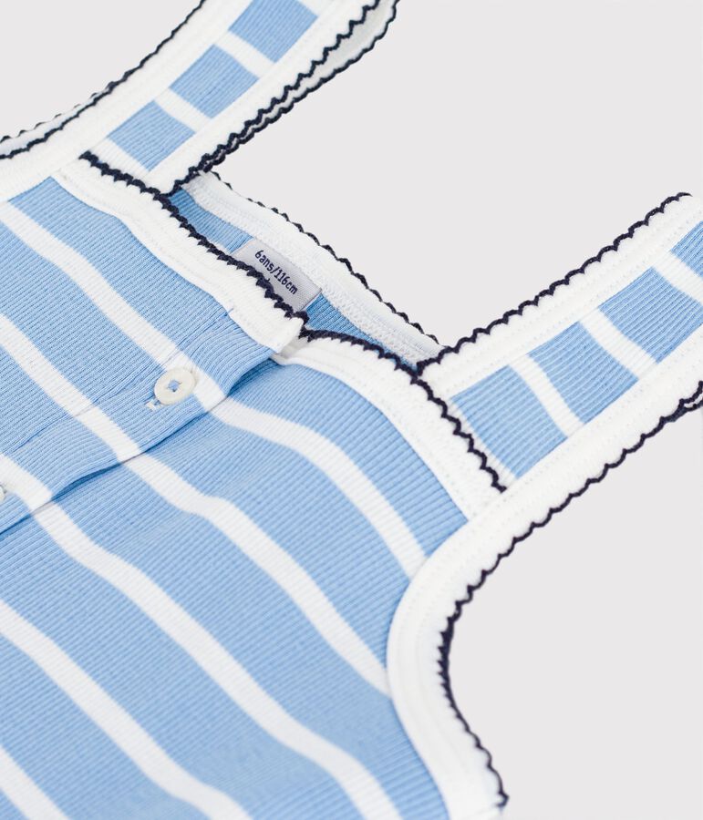 D&eacute;bardeur enfant en coton &agrave; rayures bleu/blanc