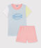 Pyjacourt milleraies colorés petite fille en coton bleu JASMIN/blanc MULTICO