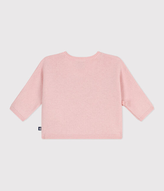 Brassière bébé cache-cœur ajourée en tricot laine et coton rose JOLI