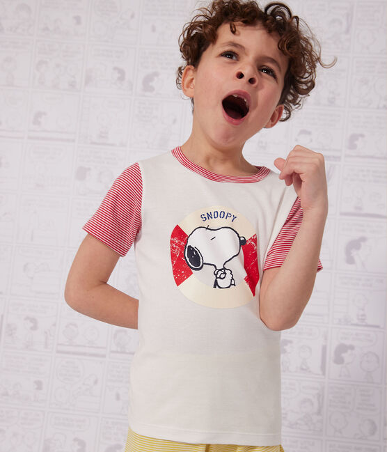 Pyjacourt Petit Bateau X Snoopy en coton enfant blanc MARSHMALLOW/blanc MULTICO