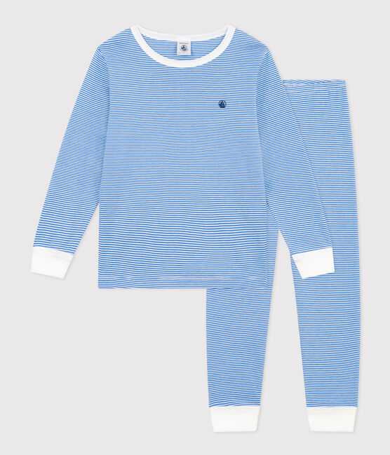 Pyjama rayé en coton enfant DELPHINIUM/ MARSHMALLOW