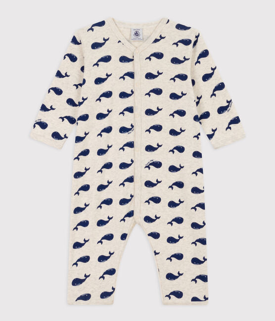 Dors-bien sans pieds baleines marines en coton beige MONTELIMAR/bleu MEDIEVAL