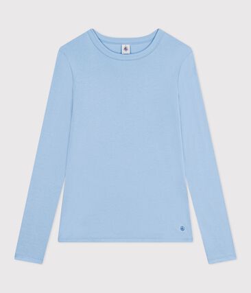 Tee-shirt femme en coton manches longue uni