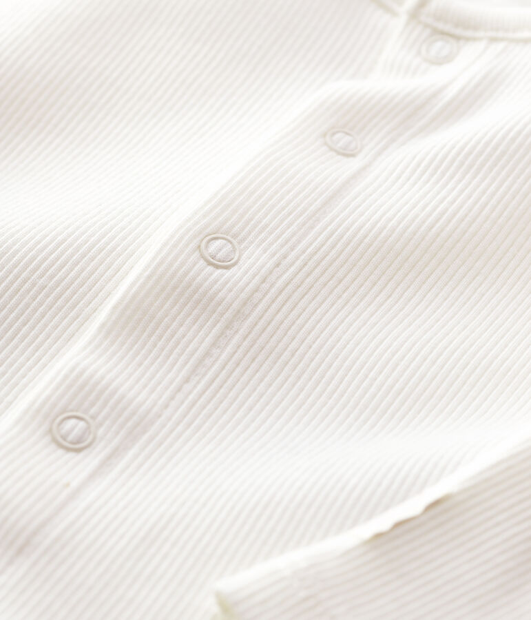 Cardigan b&eacute;b&eacute; en c&ocirc;te 2x2 en coton biologique blanc MARSHMALLOW