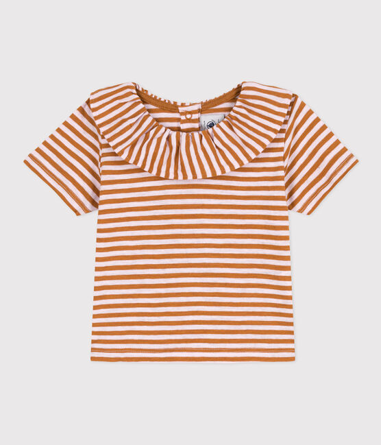 Blouse manches courtes bébé en jersey flammé rayé TOAST/ DOLL