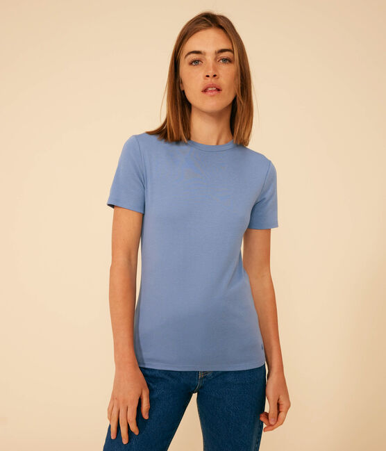 Tee-shirt L'ICONIQUE col rond en coton Femme bleu BEACH
