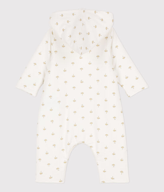 Combinaison longue ouatinée à capuche en coton bébé blanc MARSHMALLOW/blanc MULTICO