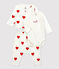 Ensemble 3 pièces imprimé cœur en coton bio bébé blanc MARSHMALLOW/rouge TERKUIT