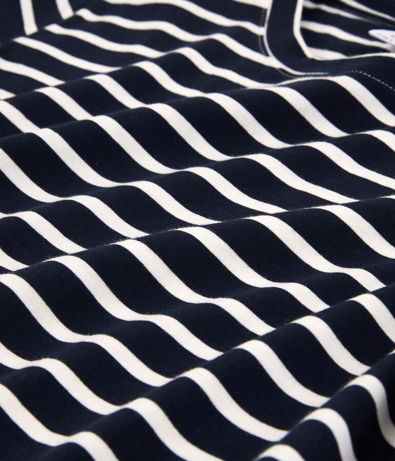 Tee-shirt LE DROIT col rond en coton bio Femme bleu/blanc