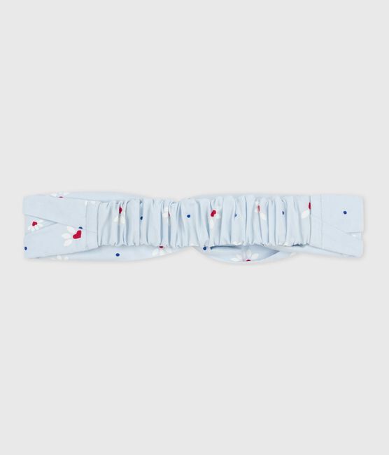 Bandeau enfant en popeline imprimé fleurs bleu FRAICHEUR/blanc MULTICO