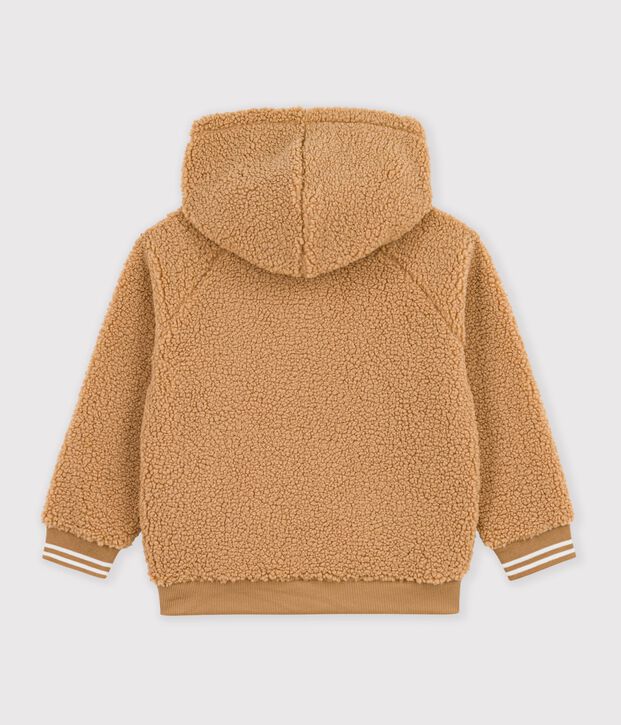 Sweatshirt enfant en sherpa beige fonc&eacute;