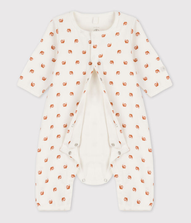 Bodyjama sans pieds imprim&eacute; b&eacute;b&eacute; en coton blanc/marron