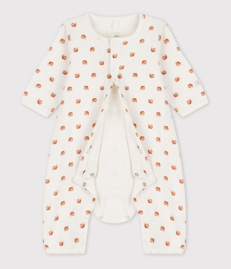 Bodyjama sans pieds imprim&eacute; b&eacute;b&eacute; en coton blanc MARSHMALLOW/ ECUREUIL