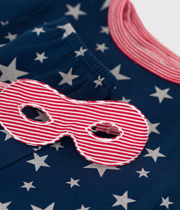 Pyjama d&eacute;guisement avec un masque phosphorescent en coton enfant bleu/blanc
