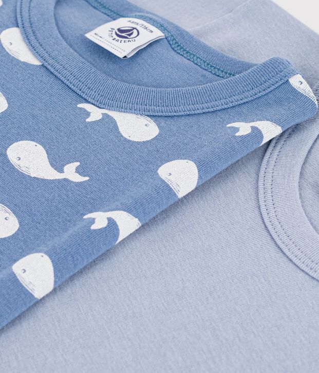 Lot de tee-shirts enfant en coton manches courtes imprim&eacute; baleines multicouleur